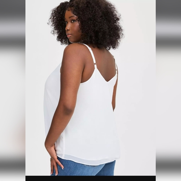 Torrid White Sophie Chiffon Swing Cami, Plus Size 1 - Picture 3 of 8